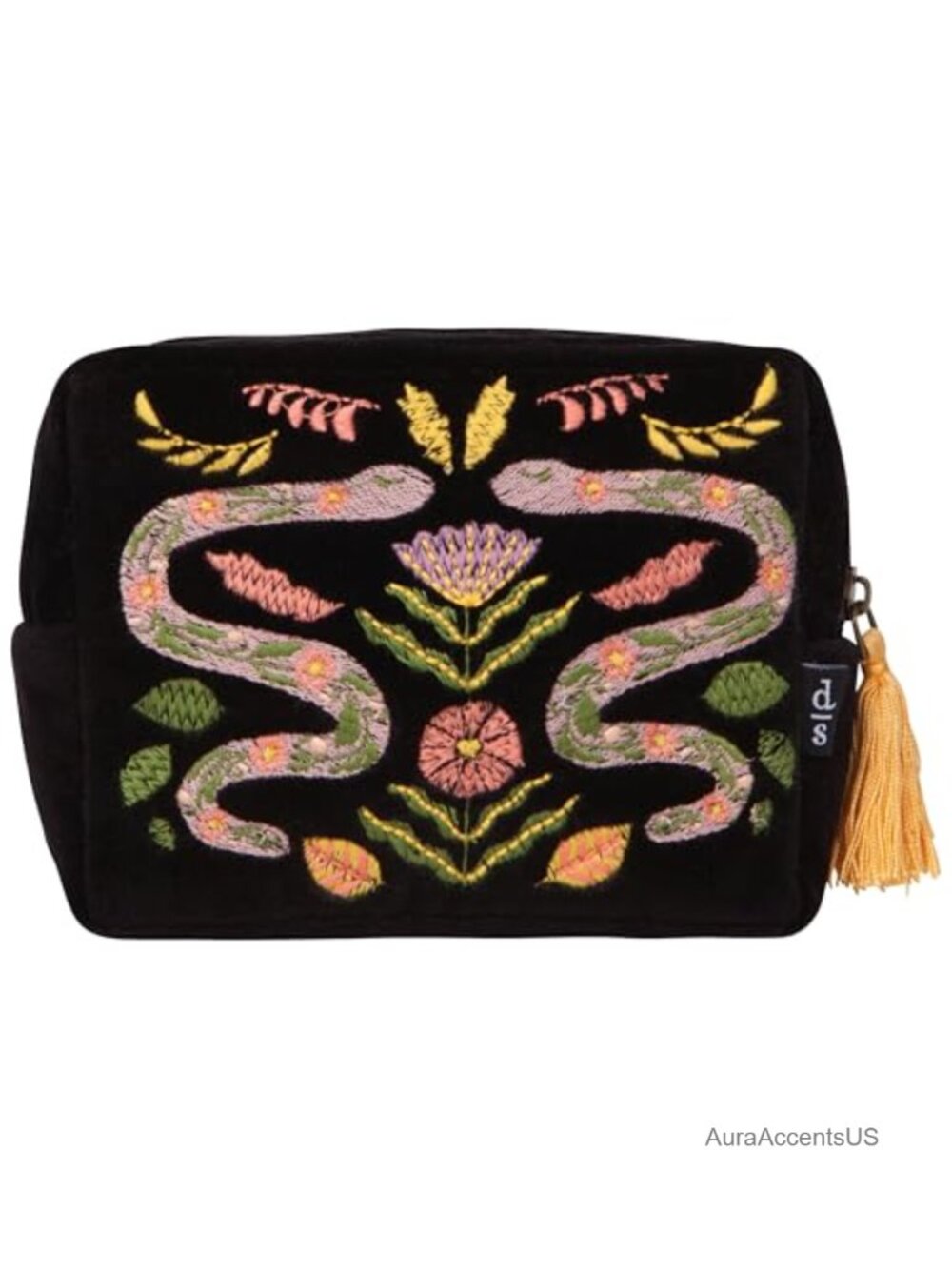 Embroidered Cotton Velvet Coin Purse Tassel Pouch Travel Organizer